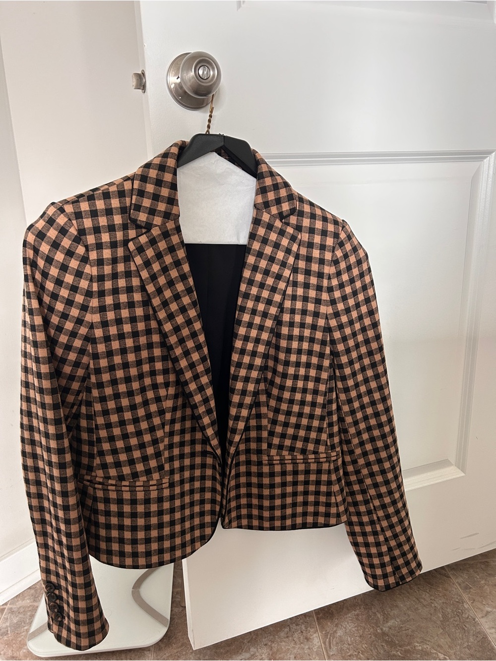 Ann Taylor Checked Blazer - Brown and Black